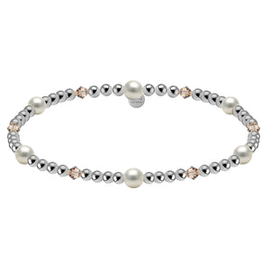 Crystal + Pearl Gold Filled Beaded Bracelet