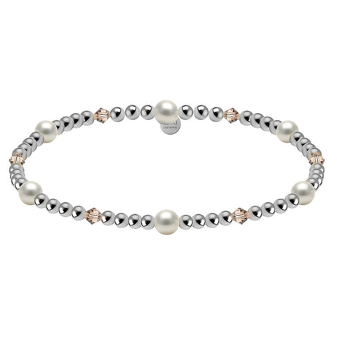 Crystal + Pearl Gold Filled Beaded Bracelet