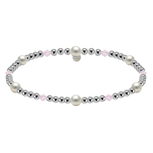 Crystal + Pearl Gold Filled Beaded Bracelet