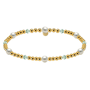 Crystal + Pearl Gold Filled Beaded Bracelet