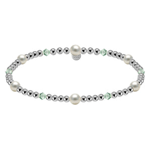 Crystal + Pearl Gold Filled Beaded Bracelet