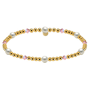 Crystal + Pearl Gold Filled Beaded Bracelet