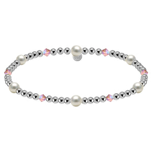 Crystal + Pearl Gold Filled Beaded Bracelet