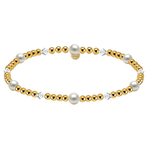 Crystal + Pearl Gold Filled Beaded Bracelet