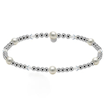 Crystal + Pearl Gold Filled Beaded Bracelet