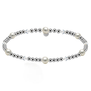 Crystal + Pearl Gold Filled Beaded Bracelet