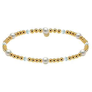 Crystal + Pearl Gold Filled Beaded Bracelet