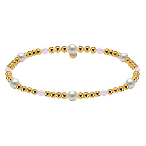 Crystal + Pearl Gold Filled Beaded Bracelet