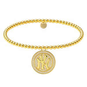 Crystal Yankees Charm Gold Filled Beaded Bracelet