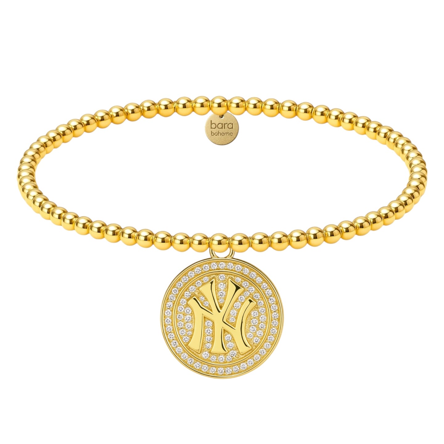 Crystal Yankees Charm Gold Filled Beaded Bracelet