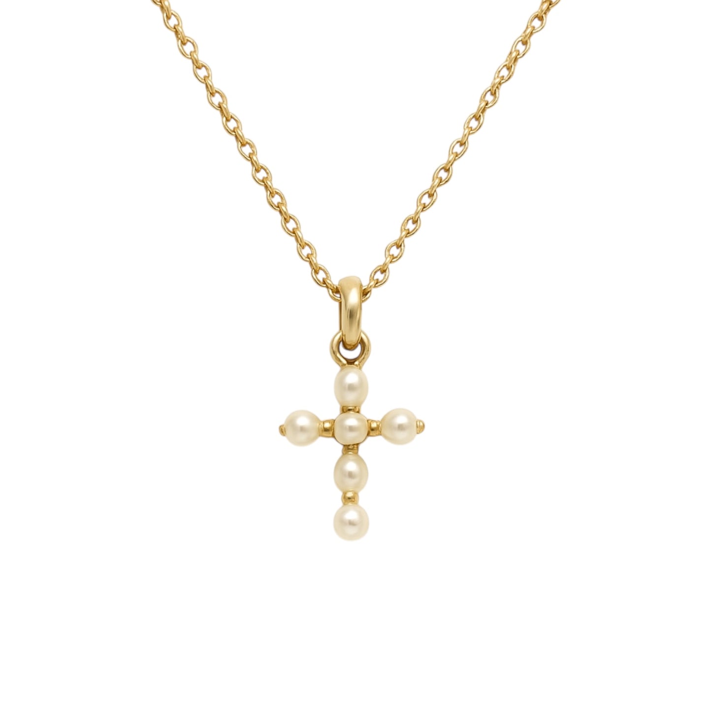 Rachel | Pearl Cross Charm Necklace