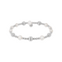 Bracelet with alternating silver and pearl beads on a white background