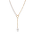 Pearl necklace with gold chain on a white background