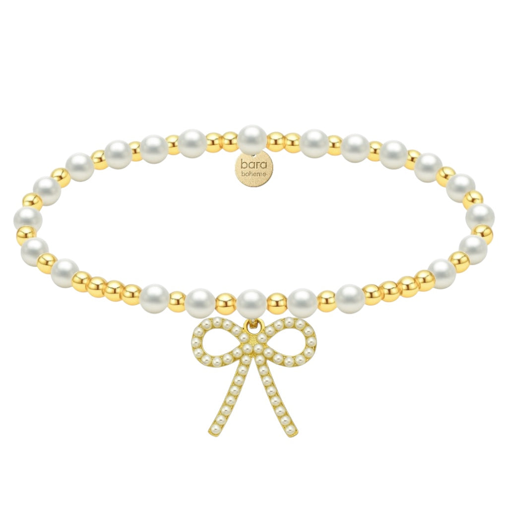  Bow Gold Filled Beaded Bracelet
