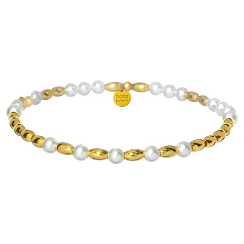 Gold Filled Beaded Bracelet with Pearls