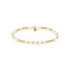 Pearl and gold beaded bracelet on a white background