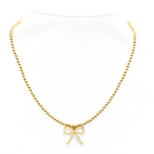 "FWP BOW" Charm Gold Filled & Pearl Beaded Choker