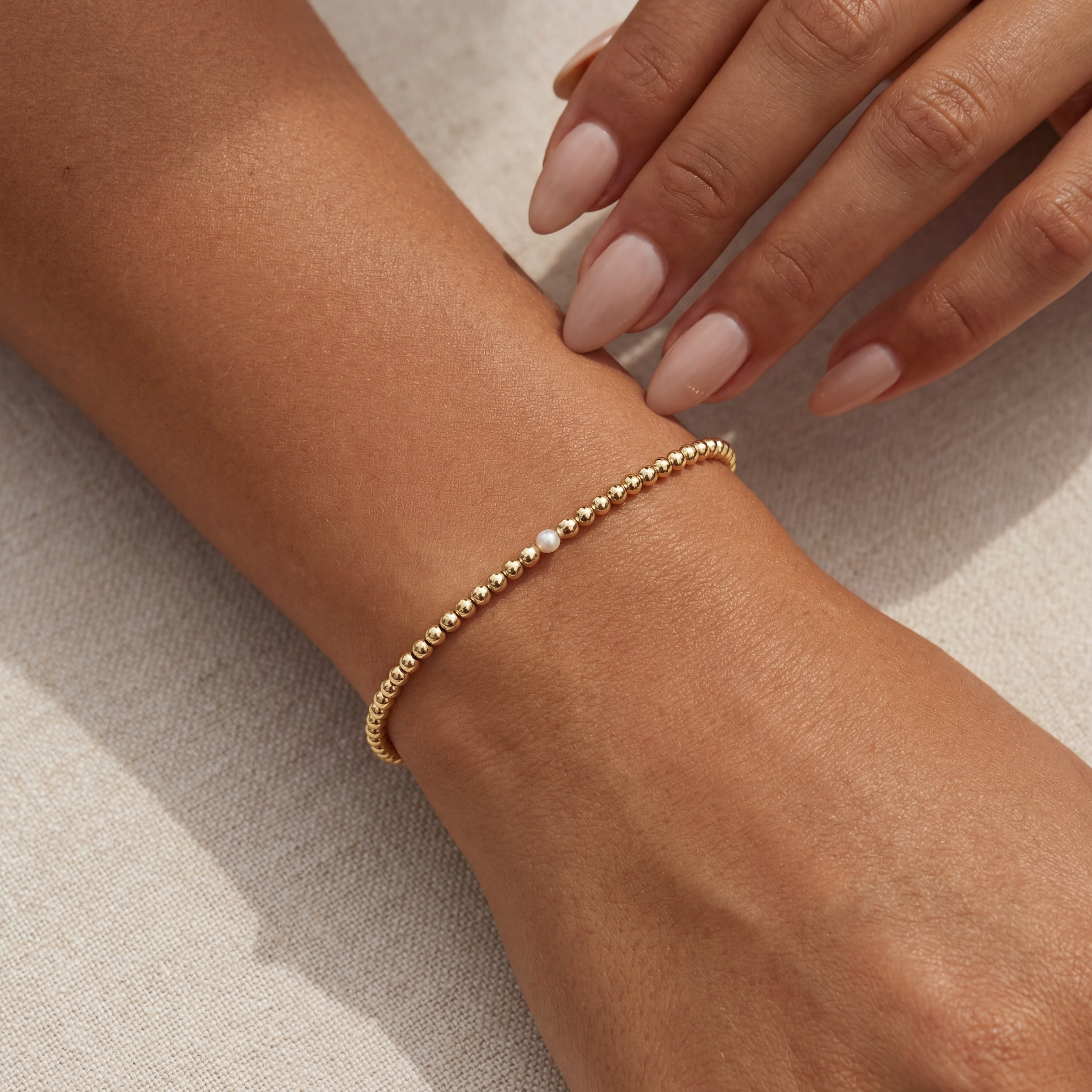 Carolina | Gold Filled Beaded Bracelet with Pearl