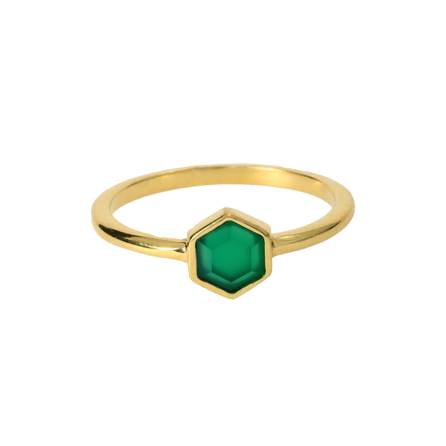 GREEN ONYX Gemstone Hexagon Ring