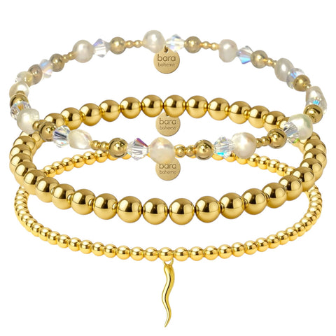 Haley Gold Filled Beaded Bracelet Stack
