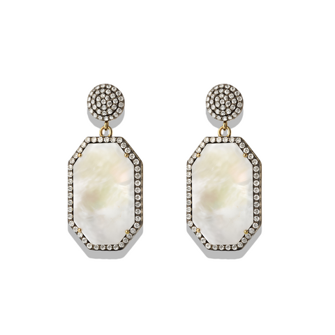 Halo | White Topaz Earrings with MOP