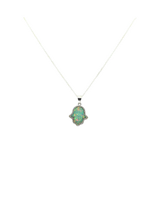 "HAMSA" CZ PAVE NECKLACE - LARGE