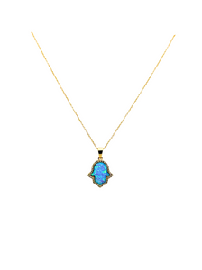 "HAMSA" CZ PAVE NECKLACE - LARGE