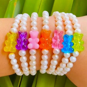 Kids Bracelet | Classic "Gummy Bear" Charm with Freshwater Pearl Beads