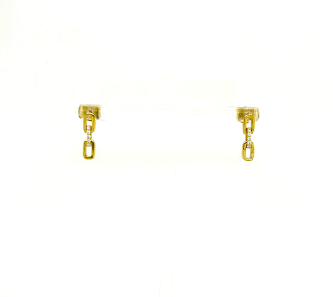 Tiny Paperclip Pave Stud Earrings