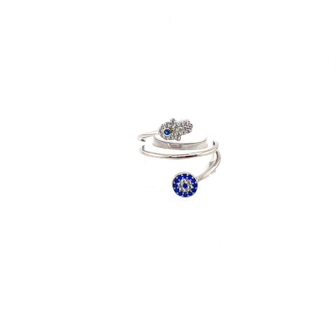 EVIL EYE + HAMSA CZ Ring