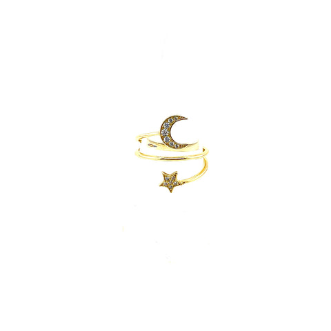 MOON+STAR CZ RING