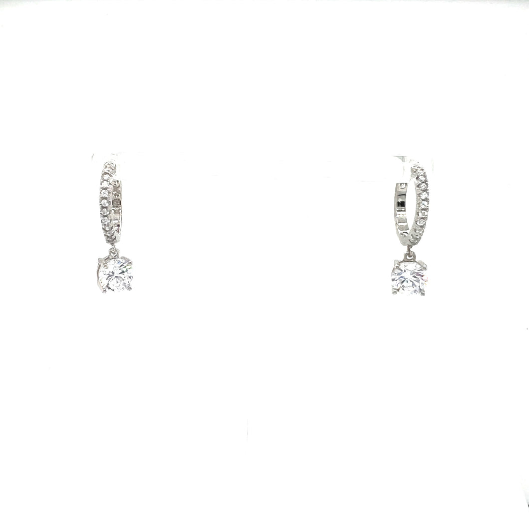 Solitaire Pave Hoop Hugger Large