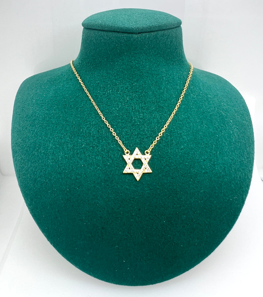Classic Star Of David Pave Necklace