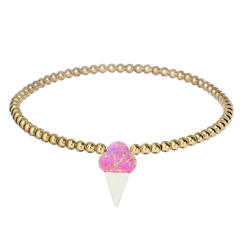 Kids Bracelet | "Ice Cream" Opal Charm with Tarnish-Free Ball Beads