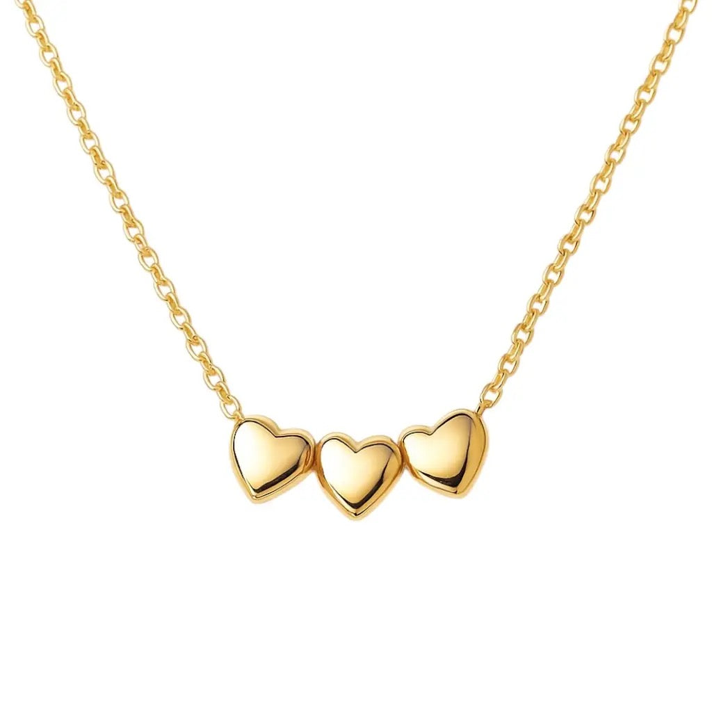 Triple Bubble Heart | Gold Plated Necklace
