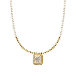 Teresa + Baguette | Gold Filled Beaded Necklace