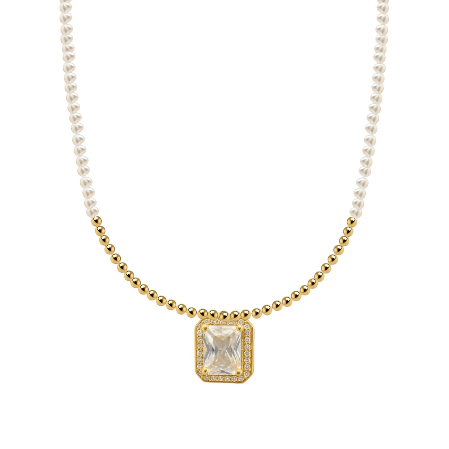 Teresa + Baguette | Gold Filled Beaded Necklace