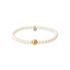 Pearl beaded bracelet with gold accents on a white background