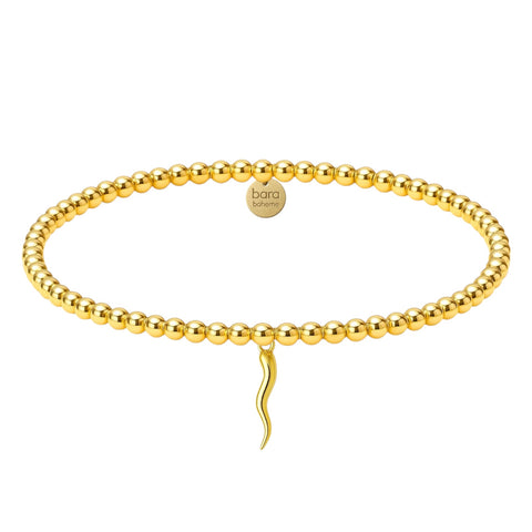 Italian Horn Charm Gold Filled Beaded Bracelet
