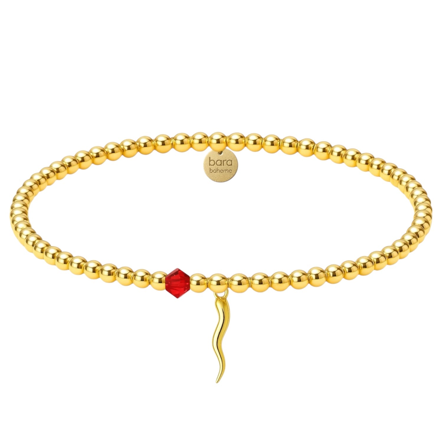 Italian Horn + Crystal Gold Filled Beaded Bracelet