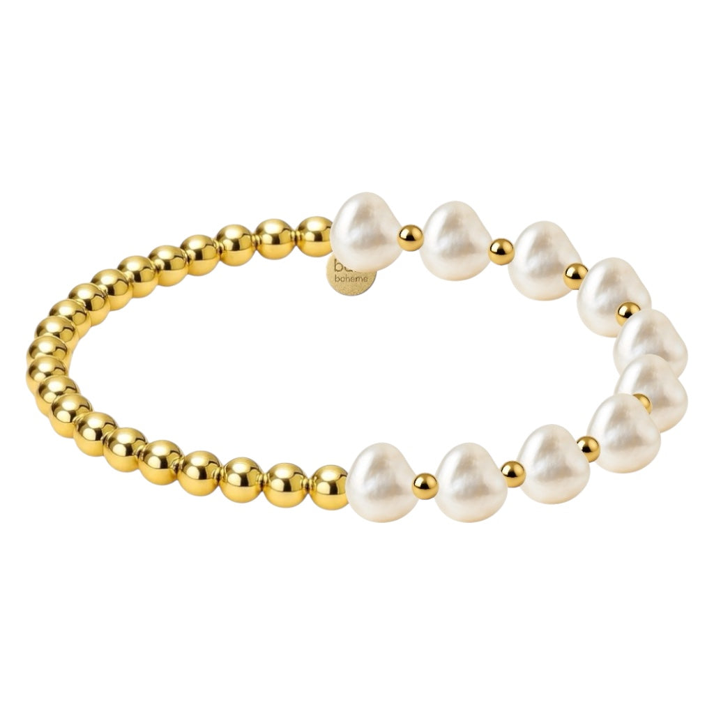 Gold Filled Beaded Bracelet with Pearls