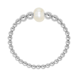 Jenna | Beaded Stretchy Ring with Pearls