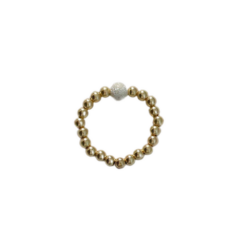 "KATIE" 14k gold-filled ball & pearl Stretchy beaded Ring