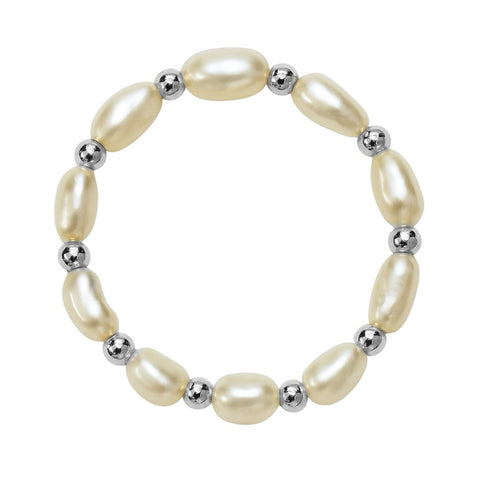 Beaded Stretchy Ring with Pearls