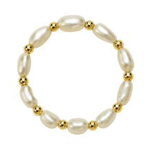 Beaded Stretchy Ring with Pearls
