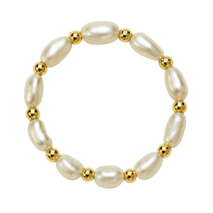 Beaded Stretchy Ring with Pearls