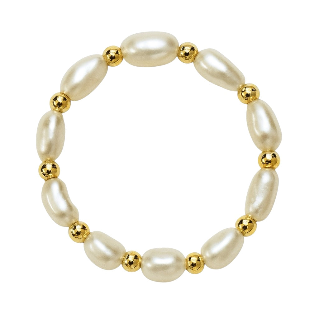 Beaded Stretchy Ring with Pearls