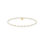 Pearl and gold beaded bracelet on a white background