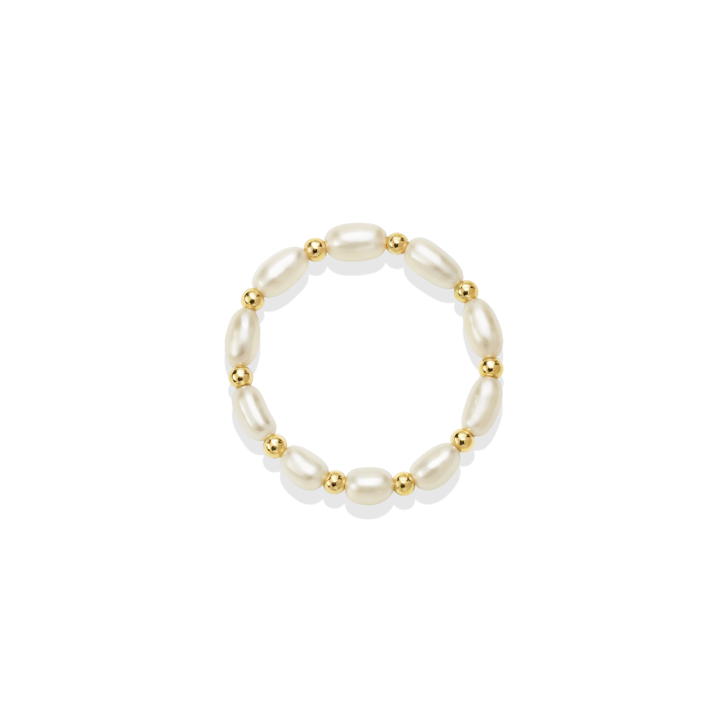 Kennedy | Beaded Stretchy Ring with Pearls