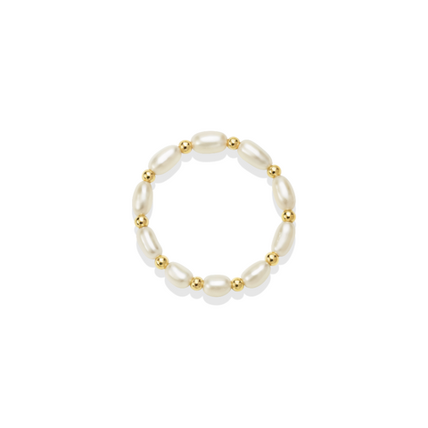 Kennedy | Beaded Stretchy Ring with Pearls
